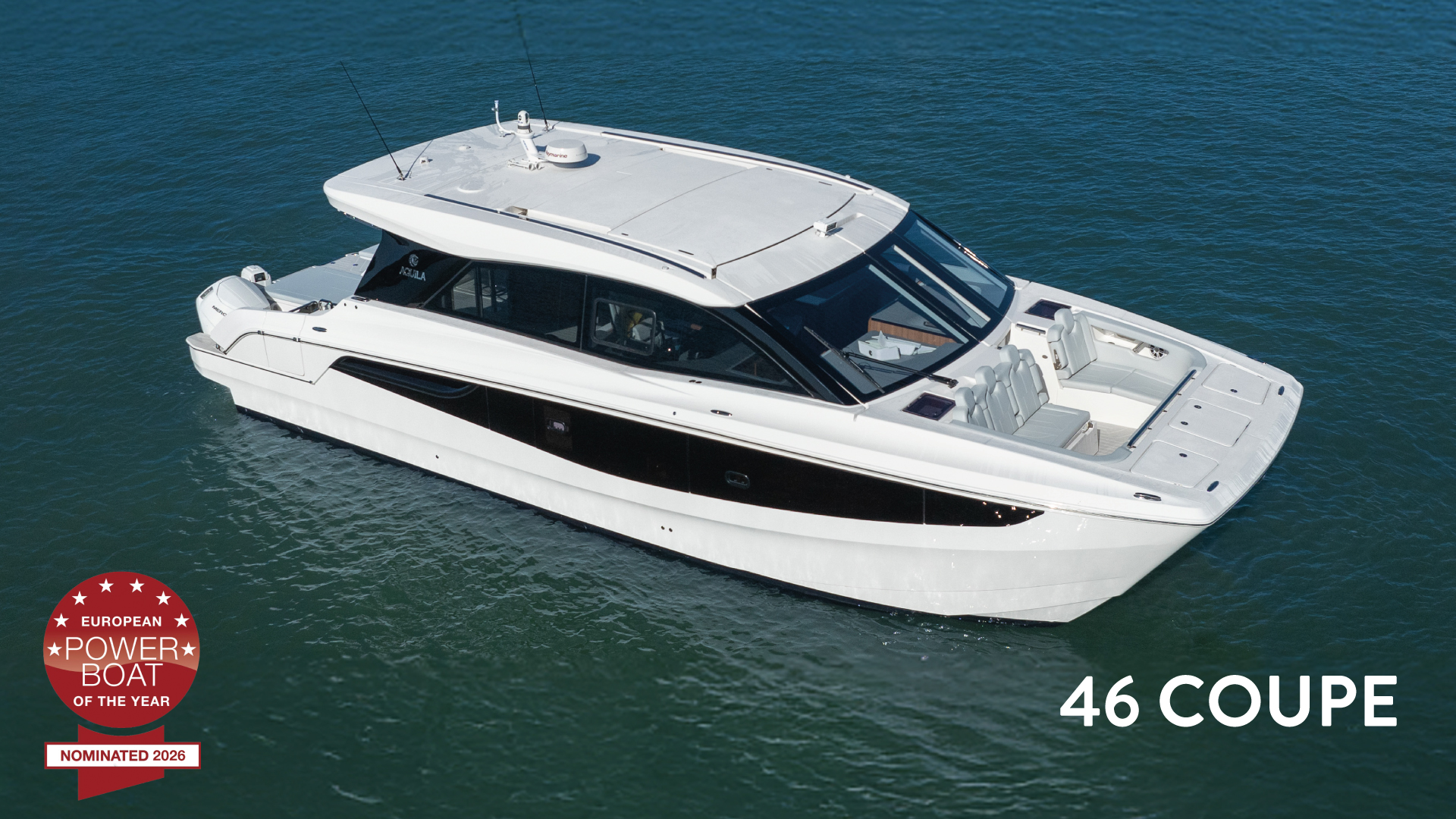 The Aquila 46 Coupe has been nominated for the European Power Boat of the Year 2026 award